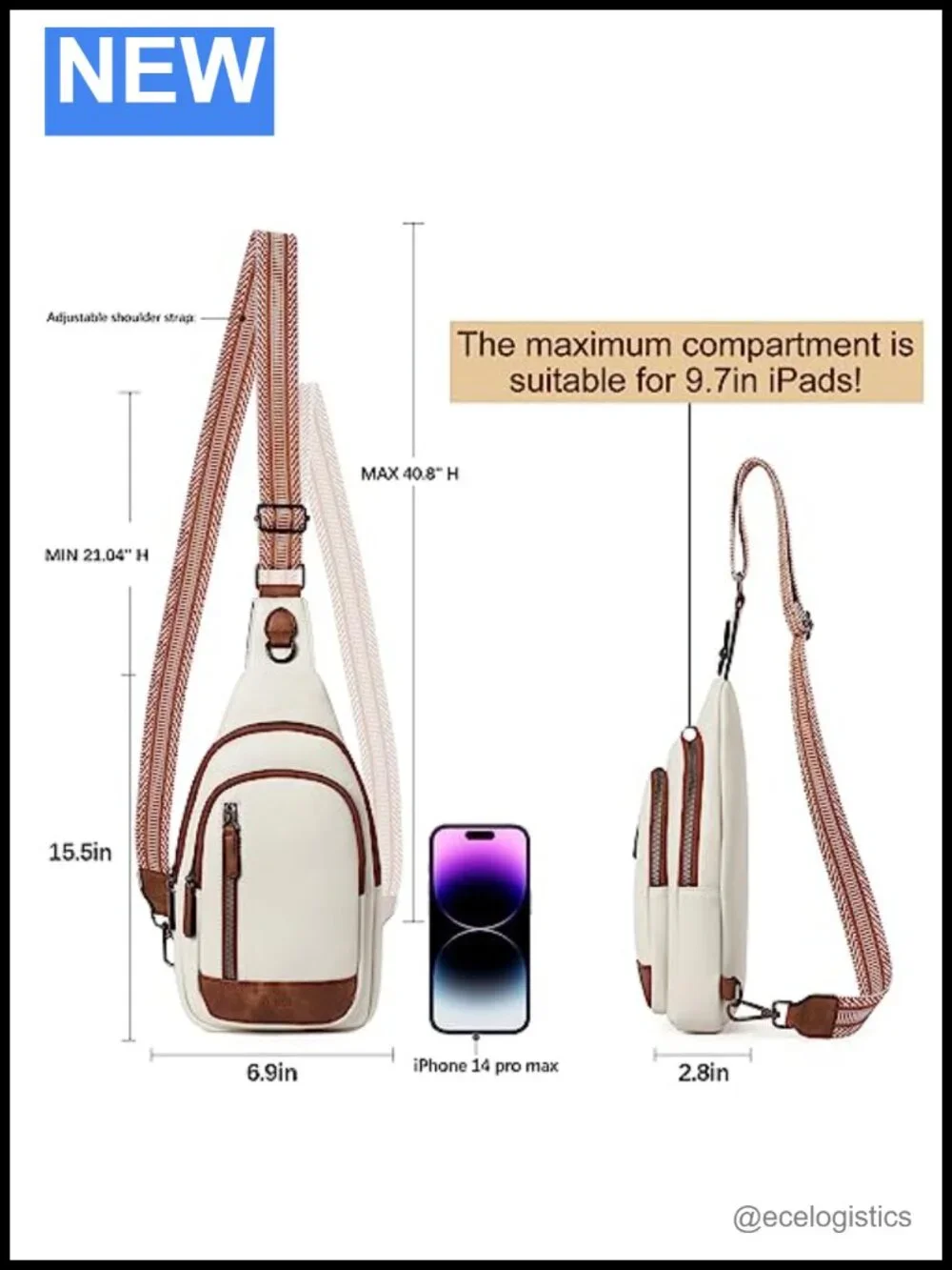 Faux Leather Sling Backpack Crossbody Bag with Multiple Pockets